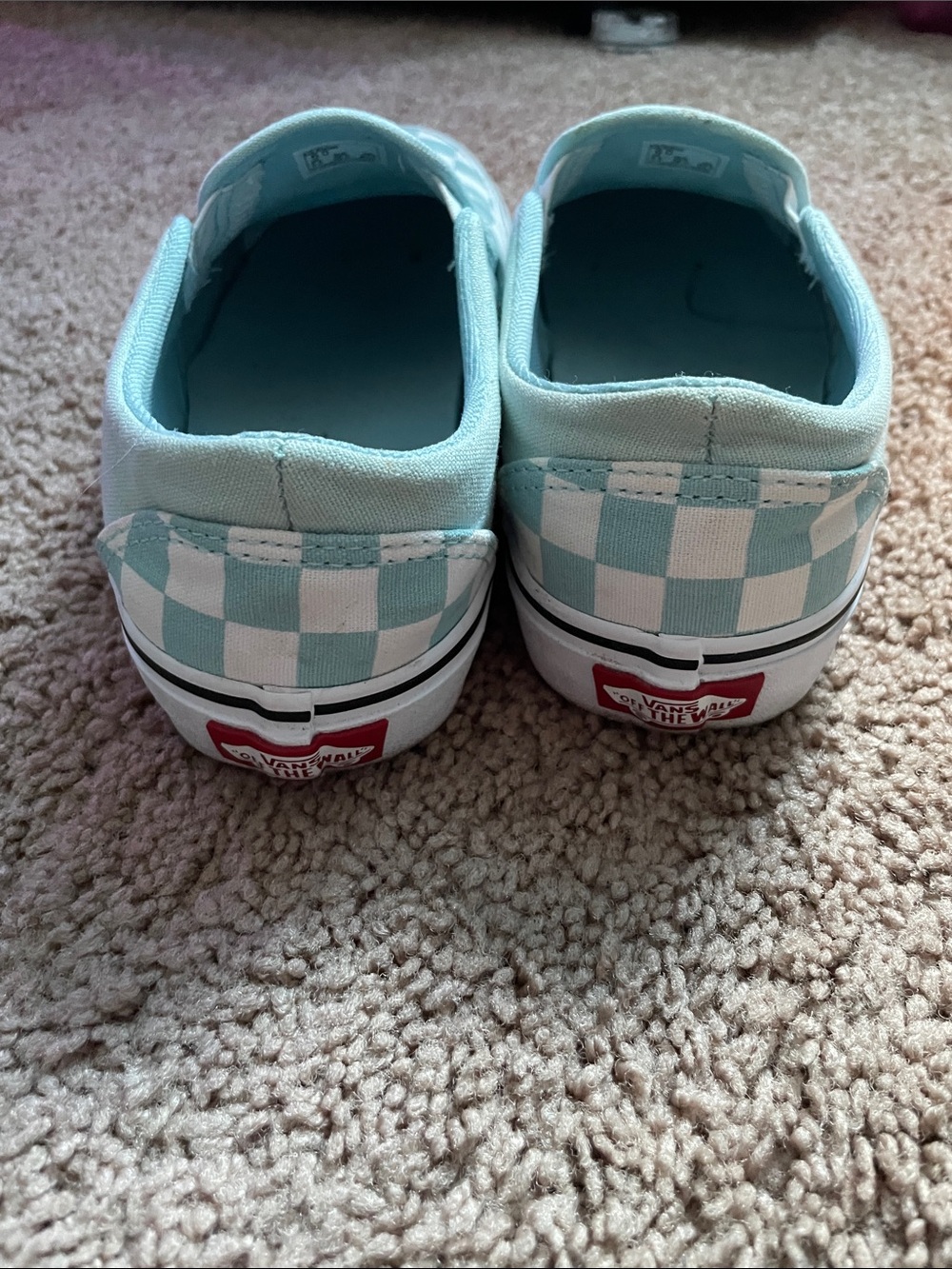 Vans Womens Slip-On Checkerboard Shoes - Light Blue/White - Picture 4 of 4